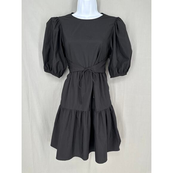 Zara Dress Medium Black Mini Tiered Witchy Corset Open Back Whimsigoth Cottage - Picture 1 of 8